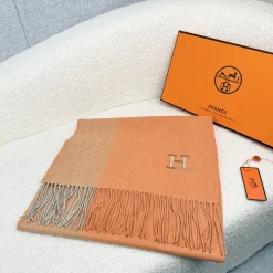 HERMES Scarves Wool Orange-Brown One Size A1510070765