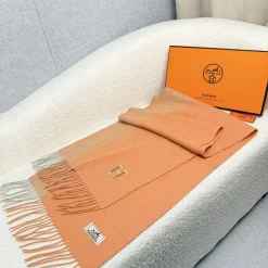 Alternative view of HERMES Scarves Wool Orange-Brown One Size A1510070765