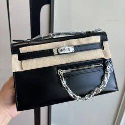 HERMES Shoulder Bags Black-Silver A95010061820