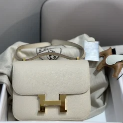 HERMES Shoulder Bags Epsom Leather Beige-Gold 19CM H5010061882