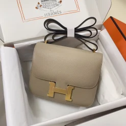 HERMES Shoulder Bags Epsom Leather Beige-Gold 19CM H5010062084