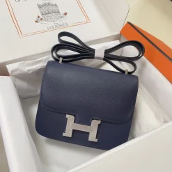 HERMES Shoulder Bags Epsom Leather Blue-Silver 19CM H5010061995
