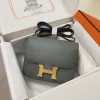 HERMES Shoulder Bags Epsom Leather Grey-Gold 19CM H5010062007