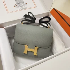 HERMES Shoulder Bags Epsom Leather Grey-Gold H5010061981