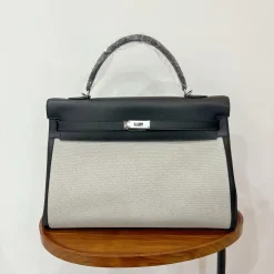 HERMES Top Handle Bags Black-White A85010062382