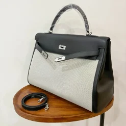 Alternative view of HERMES Top Handle Bags Black-White A85010062382