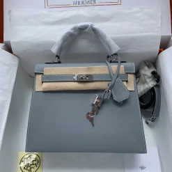 HERMES Top Handle Bags Blue-Beige A10010060510