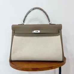 HERMES Top Handle Bags Brown-Beige A85010062385