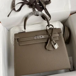 HERMES Top Handle Bags Brown-Silver A05010060288
