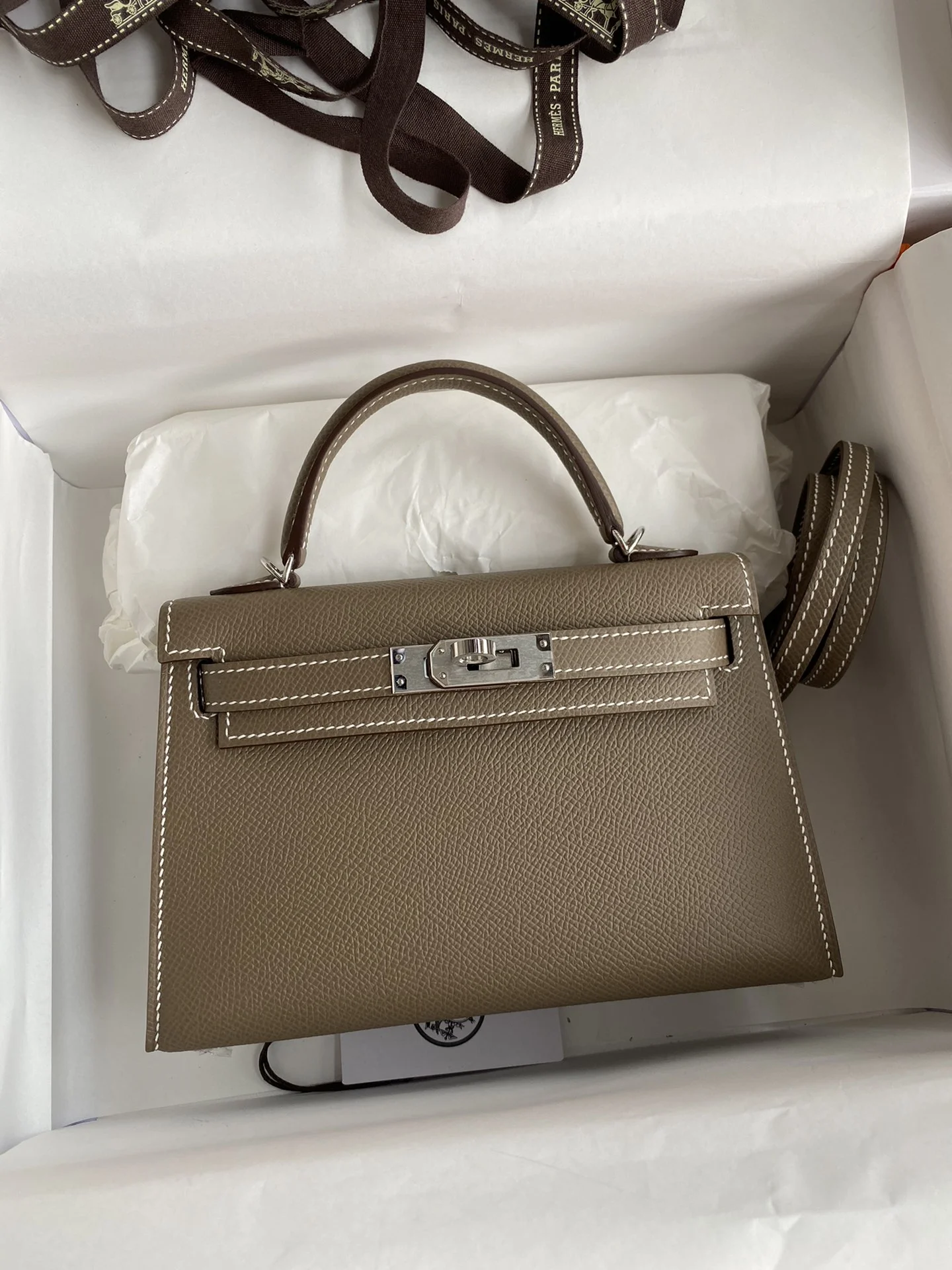 HERMES Top Handle Bags Brown-Silver F5010062300