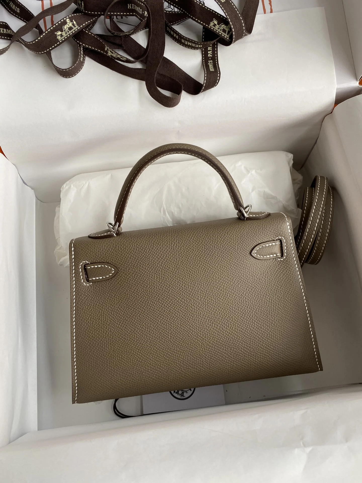 HERMES Top Handle Bags Brown-Silver F5010062300 - Image 2