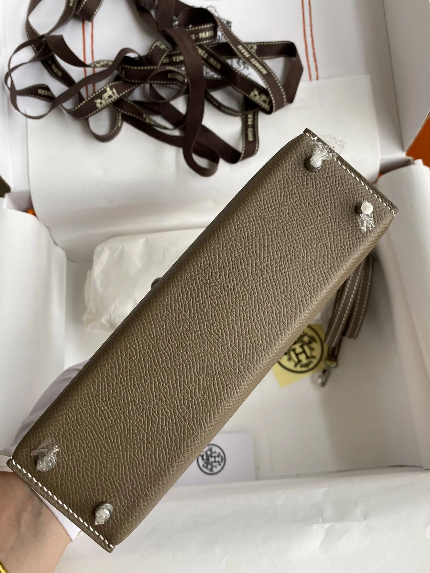 HERMES Top Handle Bags Brown-Silver F5010062300 - Image 3