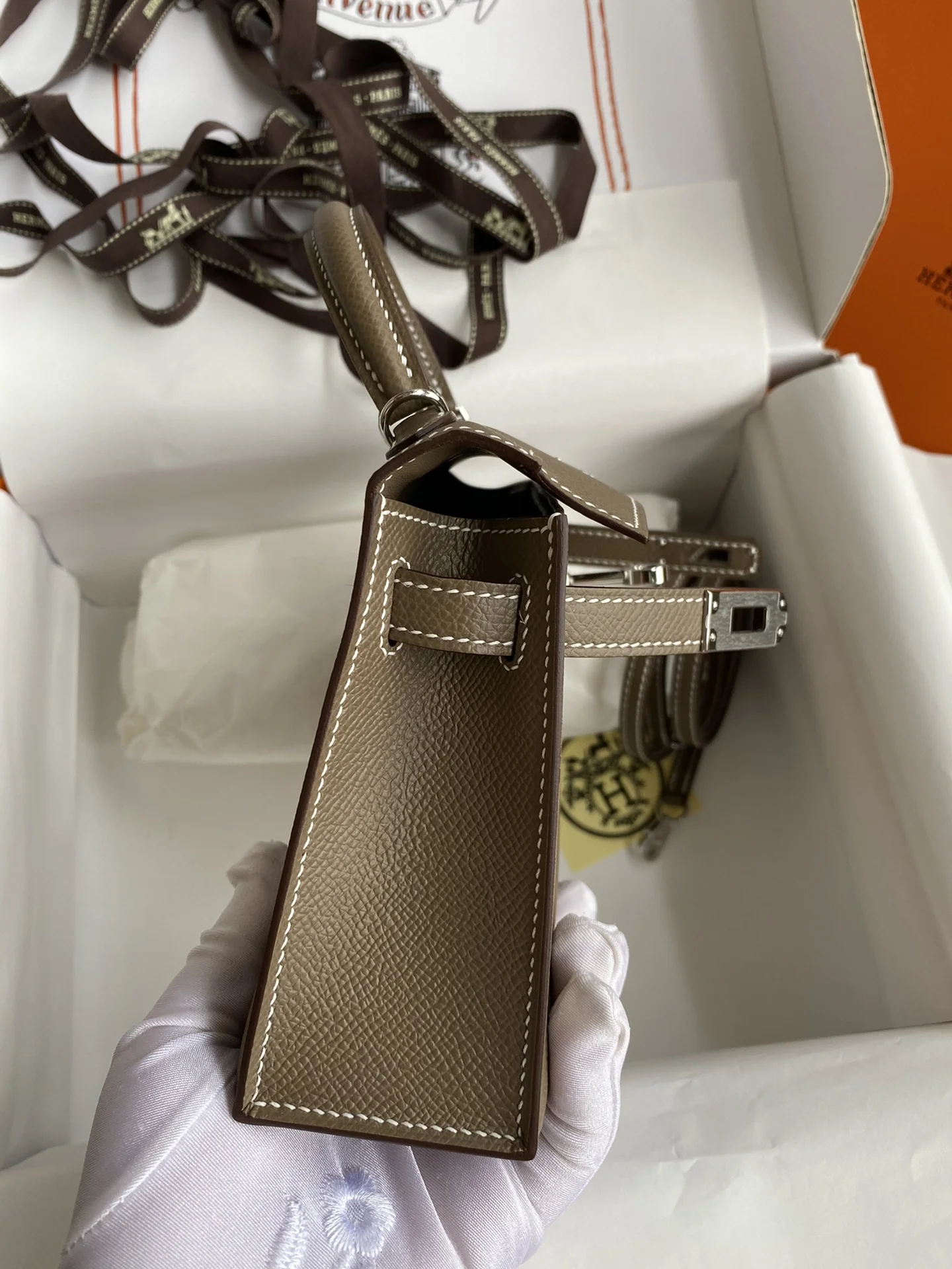 HERMES Top Handle Bags Brown-Silver F5010062300 - Image 6