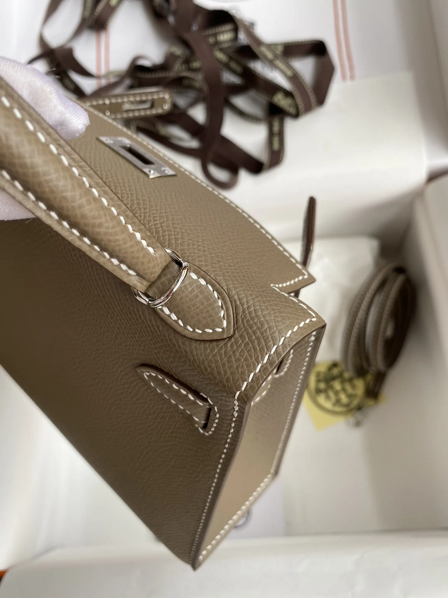 HERMES Top Handle Bags Brown-Silver F5010062300 - Image 7