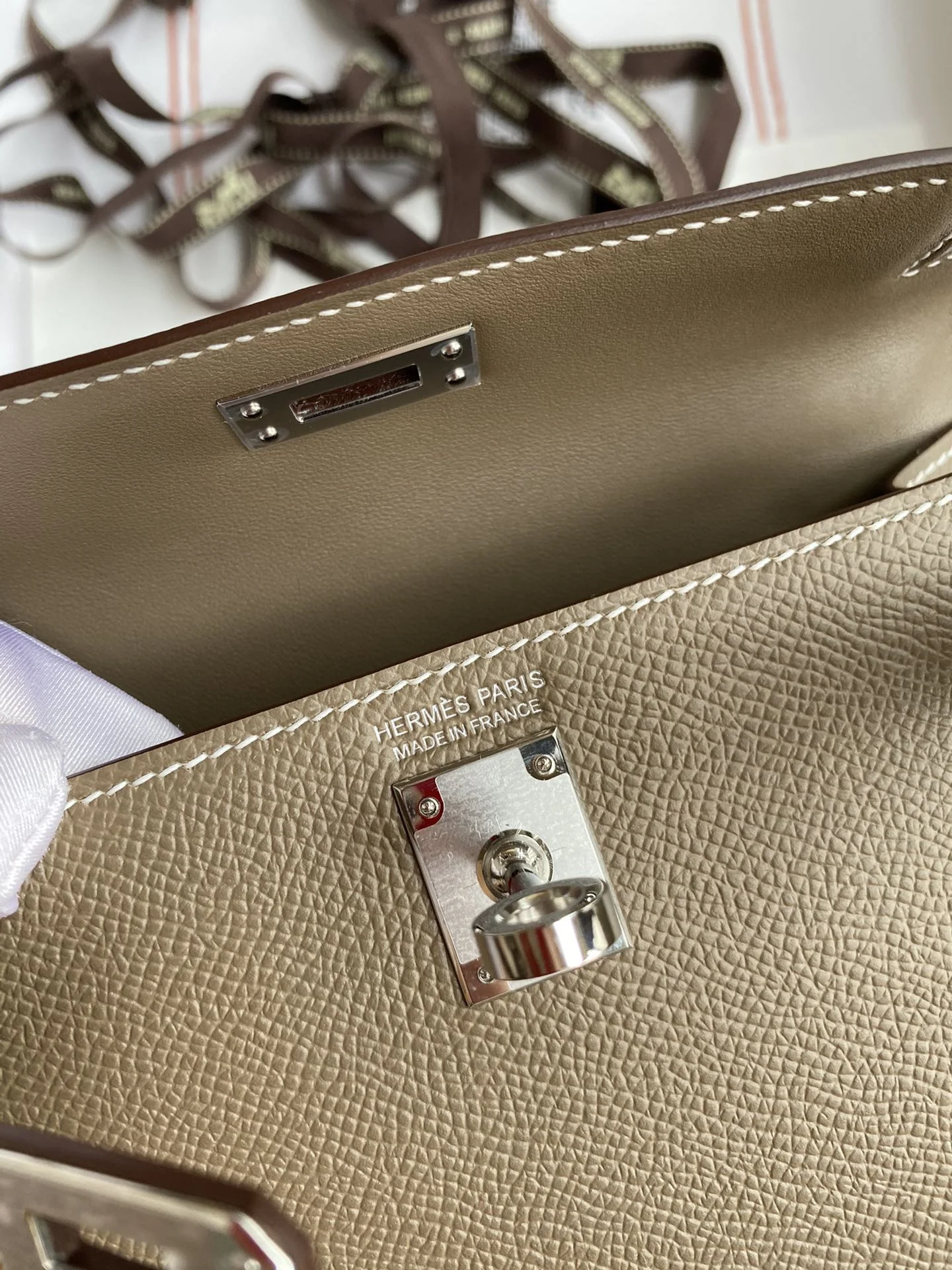 HERMES Top Handle Bags Brown-Silver F5010062300 - Image 8