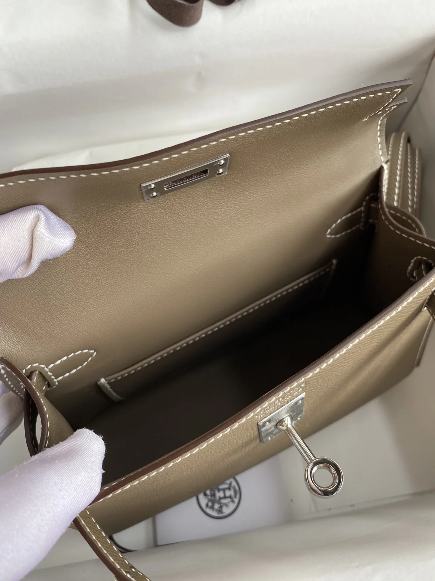 HERMES Top Handle Bags Brown-Silver F5010062300 - Image 9