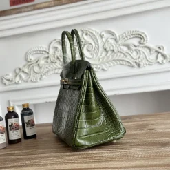 Alternative view of HERMES Top Handle Bags Embossed Calfskin Green-Gold 25-30CM A35010063592