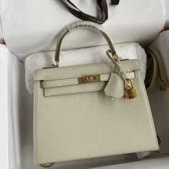 HERMES Top Handle Bags Epsom Leather Beige-Gold 25CM A05010060321