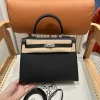 HERMES Top Handle Bags Epsom Leather Black-Beige 25CM A05010060729