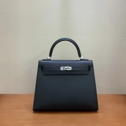 HERMES Top Handle Bags Epsom Leather Black-Silver 25 A05010060743