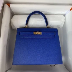 HERMES Top Handle Bags Epsom Leather Blue-Gold 25 A05010060068