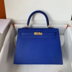Alternative view of HERMES Top Handle Bags Epsom Leather Blue-Gold 25 A05010060068