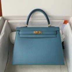 HERMES Top Handle Bags Epsom Leather Blue-Gold 25 A05010060115