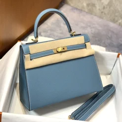 HERMES Top Handle Bags Epsom Leather Blue-Gold 25CM_28CM A05010060763