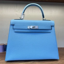 HERMES Top Handle Bags Epsom Leather Blue-Silver 25-28 A05010060662
