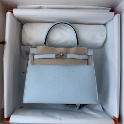 HERMES Top Handle Bags Epsom Leather Blue-Tan 25 A05010060138