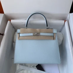 Alternative view of HERMES Top Handle Bags Epsom Leather Blue-Tan 25 A05010060138