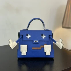 Alternative view of HERMES Top Handle Bags Epsom Leather Blue-White-Brown A45010063555