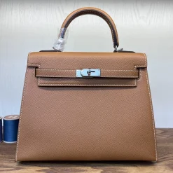 HERMES Top Handle Bags Epsom Leather Brown 25_28 A05010060695