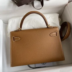 Alternative view of HERMES Top Handle Bags Epsom Leather Brown-Gold 19CM F5010062296