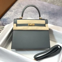 HERMES Top Handle Bags Epsom Leather Gray-Beige 25-28 A05010060768