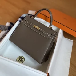Alternative view of HERMES Top Handle Bags Epsom Leather Gray-Gold 25CM A05010060874