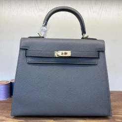 HERMES Top Handle Bags Epsom Leather Gray-Gold 25_28 A05010061048