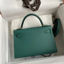 Alternative view of HERMES Top Handle Bags Epsom Leather Green-Gold 19CM F5010062229