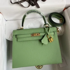 HERMES Top Handle Bags Epsom Leather Green-Gold 25CM A10010060598