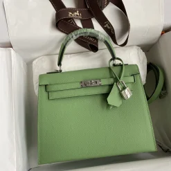 HERMES Top Handle Bags Epsom Leather Green-Silver 25 A05010060837