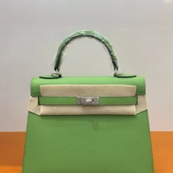 HERMES Top Handle Bags Epsom Leather Green-Silver A05010060030