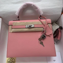 HERMES Top Handle Bags Epsom Leather Pink-Beige 25X28CM A10010060557