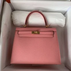 HERMES Top Handle Bags Epsom Leather Pink-Gold A05010061039