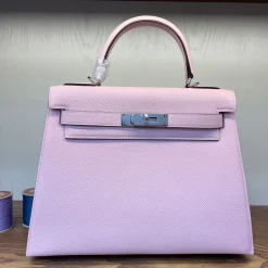 HERMES Top Handle Bags Epsom Leather Pink-Silver 25_28 A05010060646