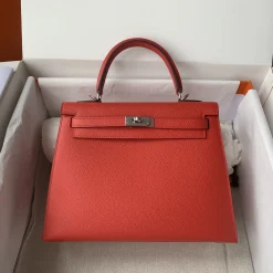 Alternative view of HERMES Top Handle Bags Epsom Leather Red-Gold 25 A05010060079