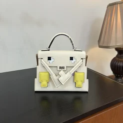 Alternative view of HERMES Top Handle Bags Epsom Leather White-Yellow One Size A45010063557