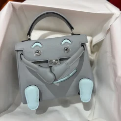 HERMES Top Handle Bags Gray-Light Blue A35010063378