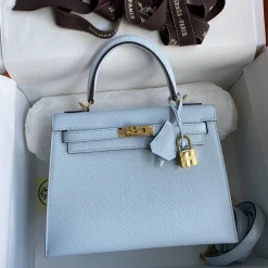 HERMES Top Handle Bags Light Blue-Gold A05010060178