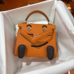 HERMES Top Handle Bags Orange-Brown A35010063348