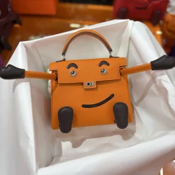 Alternative view of HERMES Top Handle Bags Orange-Brown A35010063348